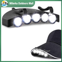 Milerka ไฟหน้า Led 5ดวงสำหรับกลางแจ้ง,ไฟกิ๊บติดหมวกติดหมวกไฟสำหรับตกปลาตอนกลางคืนไฟหน้าพร้อมแบตเตอรี่สำหรับเดินป่าตกปลา