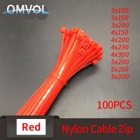 100PCS Self-Locking Plastic Nylon Wire Cable Zip Ties Red Cable WireTies Fasten Loop Cable Various Specifications Cable Management