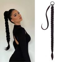 Long Braided Ponytail Extension with Hair Tie Straight Wrap Around Hair Extensions Ponytail Natural Soft Synthetic Hair Piece fo Wig  Hair Extensions