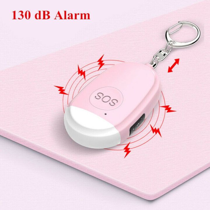 LED Alarm 130dB Personal Alarm Keychain Rechargeable Anti-wolf Self ...