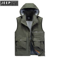 JEEP SPIRIT 1941 ESTD ฤดูใบไม้ผลิและฤดูใบไม้ร่วงลำลองสำหรับบุรุษ Multi-Pocket เสื้อกั๊กผู้ชายเสื้อกั๊ก 9337