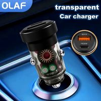 Olaf USB Car Charger Type C PD Fast Charging Auto Mobile Phone Charger transparent Adapter For iPhone Samsung Huawei poco QC3.0 Car Chargers