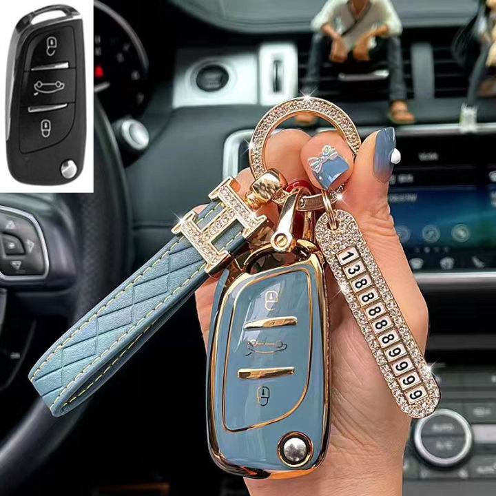 spot-ฝาครอบกุญแจสำหรับฝาครอบกุญแจเปอโยต์408-4008-308-3008-508-5008-301หญิง2008ฝาครอบกุญแจรถหัวเข็มขัด