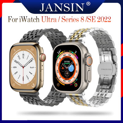 Jansin สำหรับ Apple Watch Ultra Series 8 สาย 49มม.45มม.41มม.ผู้หญิงผู้ชายเหล็กสแตนเลสสำหรับชุดนาฬิกา Apple Watch 7 6 SE 5 432 38มม.42มม.40มม.44มม.สแตนเลส4สายนาฬิกาโลหะ