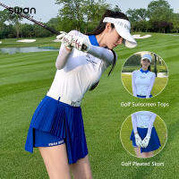 SG ผู้หญิงบาง Cooling Golf สวมครีมกันแดดแขนยาวเสื้อยืดสาวสูงเอวกระโปรงจีบกับกางเกงขาสั้นด้านใน Golf Culotte ชุด