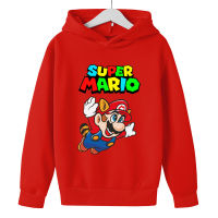 Super Mario Bros เสื้อฮู้ดการ์ตูนสำหรับรองเท้าแตะเด็กผู้ชายหรือหญิงฤดูหนาวใหม่การพิมพ์ดิจิตอลโพลีเอสเตอร์ + ผ้าฝ้ายลำลองเสื้อกันหนาวมีฮู้ดเสื้อกันหนาว0000