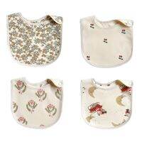 【DT】hot！ 1Pc Cotton Gauze Baby Bib Floral Printed Muslin Newborn Feeding Saliva Burp Scarf for 0-24 Months Drool