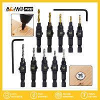 AumoPro ชุดงานไม้หกเหลี่ยม Countersink หัวเจาะ Countersink ไม้ Set Mata Bor หัวเจาะหัวสว่านไร้สายสำหรับเจาะสว่านไฟฟ้าโลหะงานไม้หัวเจาะเหล็กความเร็วสูง