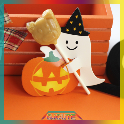 GJCUTE 50ชิ้น/ล็อตผีฟักทอง DIY Halloween Gift Candy Paper cards Lollipop cards