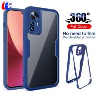 สำหรับ Xiaomi 12 Pro Case 360 ° ด้านหน้าฟิล์ม PET อะคริลิคฝาหลังใส Xiaomi Xaomi Mi 12X 12Pro Mi12 X Mi12Pro 5G กันกระแทก Fundas