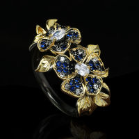 20212021 New Style 925 Silver Womens Ring Fashion Flower Ring Colorful Zircon Jewelry Unique Black Gold Style Ring Wedding Rings