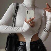 ∏♠ FGHTRF Bodysuit Sleeve streetwear dropshipping Forefair Bodycon Neck Sheath Crotch Overalls Top