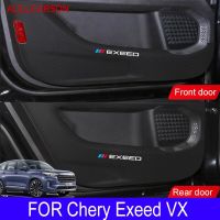 สติกเกอร์ป้องกันแผ่นป้องกันการเตะประตูหนัง2021 Chery Exeed VX 2022อุปกรณ์เสริมรถยนต์ฟิล์มขอบด้านข้างด้านในทำจากคาร์บอนไฟเบอร์ PU