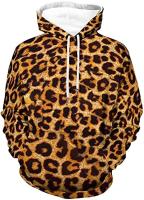 Animal Leopard Print Printed Hoodies Pullover Casual Sweatshirt Hooded With Pockets S