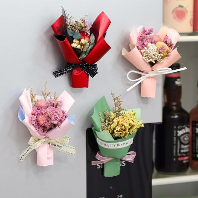 Three-dimensional Simulation Flower Dry Flower Bouquet Refrigerator Stick Magnet Message Stick Home Decor