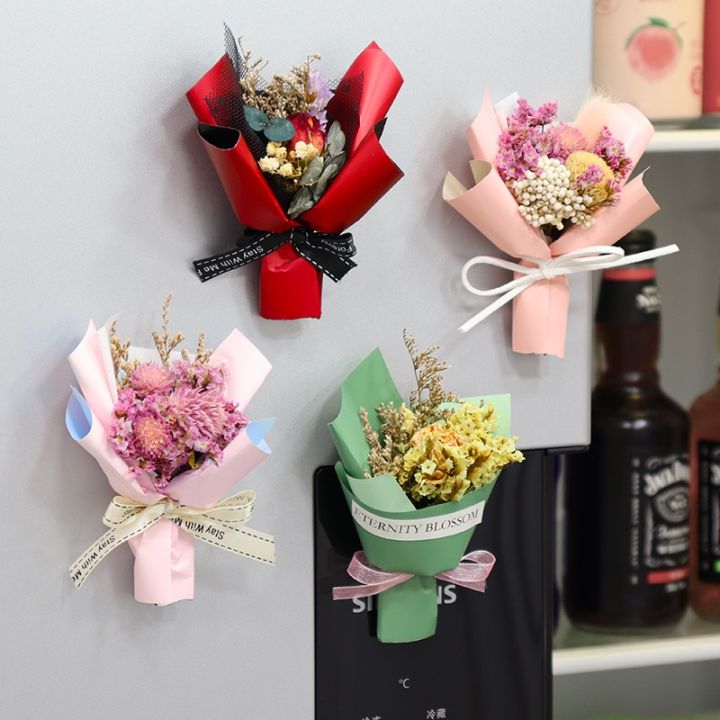 three-dimensional-simulation-flower-dry-flower-bouquet-refrigerator-stick-magnet-message-stick-home-decor