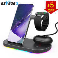 15W Wireless Chargers Stand Fast Charging Station for Samsung Z Fold3 Z Flip3 S21 S20 Galaxy Watch 5 4 3 Active 2 S3 S4 Buds