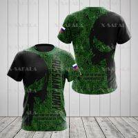 2023 new arrive- xzx180305   Russian Skeleton CAMO Soldier ARMY-VETERAN Flag 3D Print High Quality T-shirt Summer Round Neck Mens Casual Top-1 S-5XL