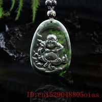 Jade Maitreya Pendant Necklace Natural Charm Gifts Fashion Black Green Chinese Jewellery Amulet Buddha Carved