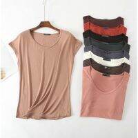 woman plus size modal sleeveless T-shirt solid color casual tops womens summer loose round neck T-shirt