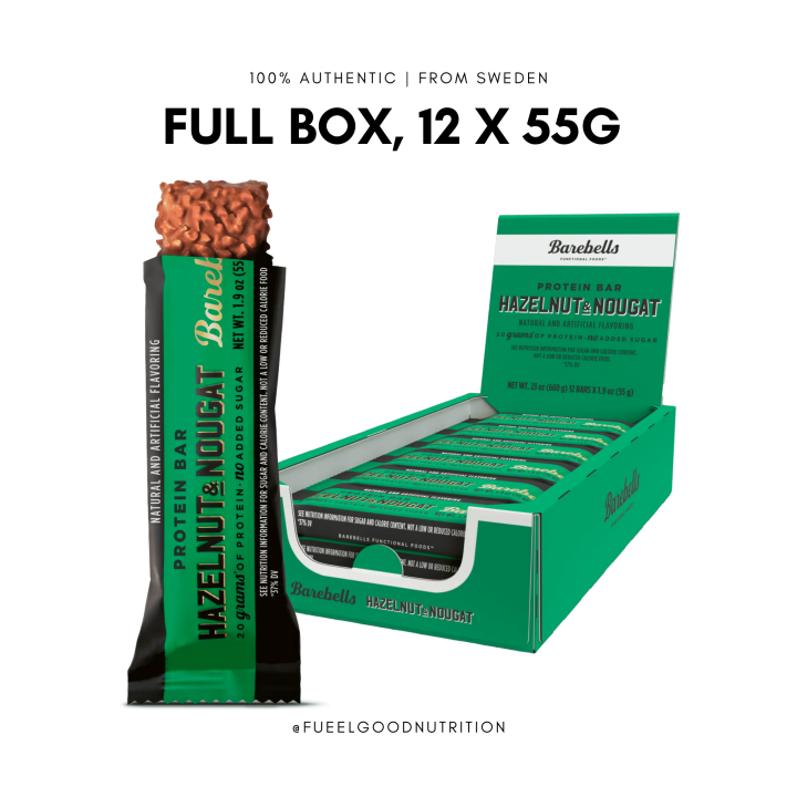 BAREBELLS PROTEIN BARS 20g protein & no added sugar 12X55G Lazada