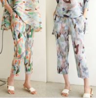 2MUAY PLEAT กางเกงอัดพลีทคุณภาพ PRINTED PLEAT PANT รุ่น GJO8627-1 2สี FREE SIZE