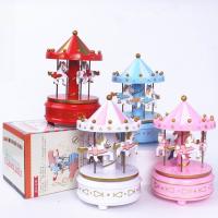 Merry-go-round กล่องดนตรีไฟแฟลช LED สําหรับตกแต่งเค้กวันเกิด