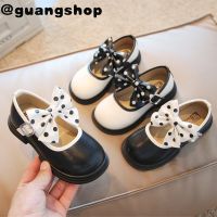 guangshop Polka Pot Bowknot Girls รองเท้าหนังแบนน่ารัก3-16ปี Soft Sole Anti-Slippery รองเท้าเด็ก T22N08CC-96