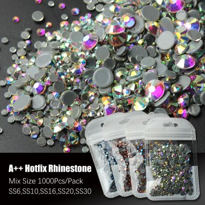 【CW】 quality Hotfix Rhinestone clear SS6-SS30 size Crystals and stones 1000pcs/lot for clothes free shipping