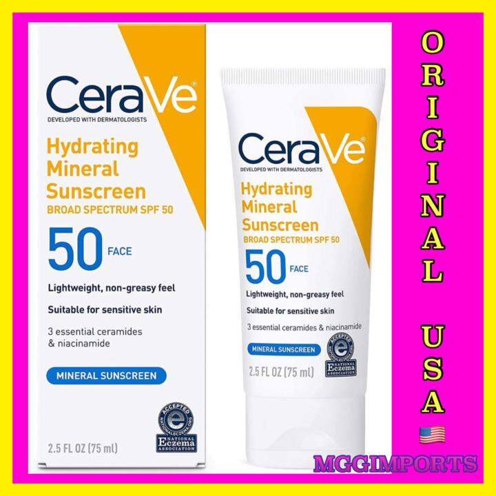 CeraVe Hydrating Mineral Sunscreen SPF 50 Face Sunscreen with Zinc Oxide & Titanium Dioxide for