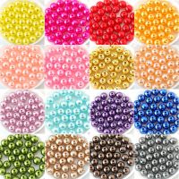 200pcs Many Colors ABS Imitation Pearls Round Beads With Holes / DIY Bracelet Earrings Charms Sewing Beads / Round Hole Spacer Bead For Jewelry Making Handmade DIY Necklace Bracelet