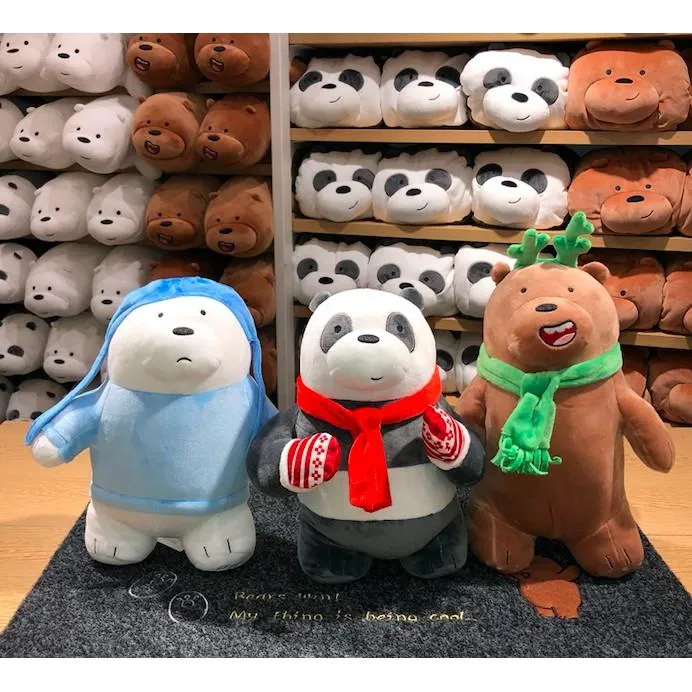 Miniso We Bare Bears Christmas Edition Stuffed Toys Soft Cute Plush Toy