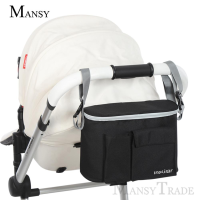 Mansy Multi-Use รถเข็นเด็กทารกแขวนกระเป๋าเก็บของอุปกรณ์เสริมขนาดใหญ่ความจุ Mama Multifunctional กระเป๋าเดินทางเด็กกระเป๋ารถเข็นเด็ก-สีดำ