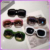 CHANG UV400 กรอบเหลี่ยม การไล่ระดับสี ไม่สม่ำเสมอแบบปกติ แว่นตากันแดดสำหรับผู้หญิง แว่นกันแดดขนาดใหญ่สำหรับผู้ชายและผู้หญิง ที่บังแดด แว่นตาสำหรับแว่นตา