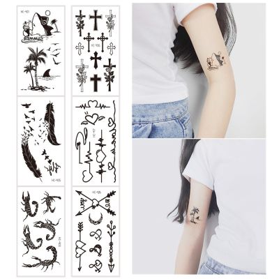 5Pcs/Set Feather Bird Element Pattern Dandelion Temporary Tattoo Sticker Fake Tattoos for Women Men Body Makeup Waterproof