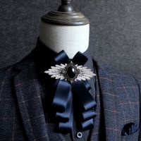 New Luxury Black Rhinestone Handmade Bow Tie Mens Wedding Groomsman High-end British Boy Business Suits Shirt Bowtie Butterfly Nails Screws Fasteners