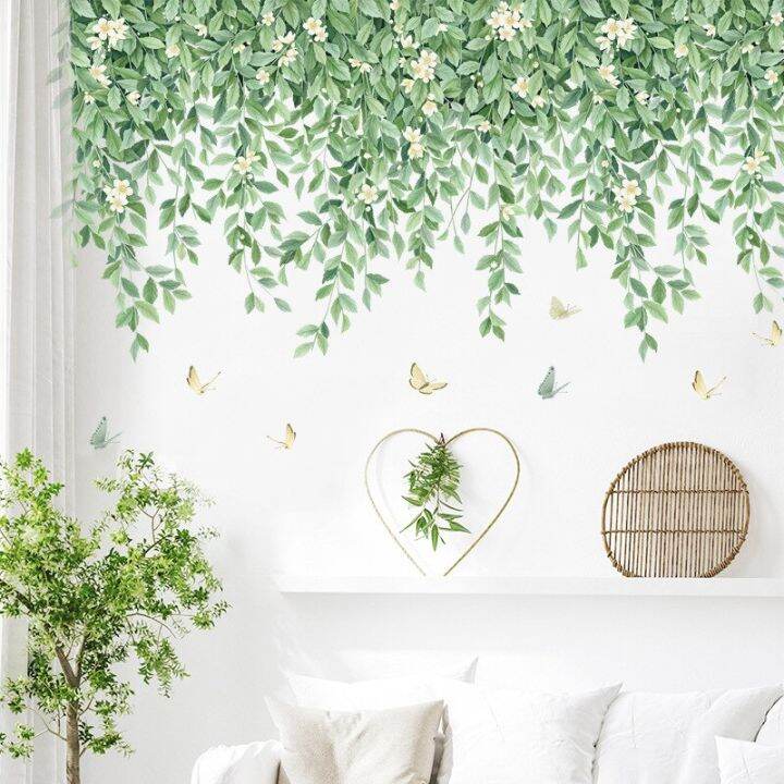 new-green-leaves-flower-home-removable-wall-stickers-pvc-decals-self-adhesive-decor-art-murals-for-bedroom-living-room-posters