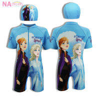 Disney ชุดว่ายน้ำเก็บอุณหภูมิ ชุดว่ายน้ำกันหนาว ผ้านีโอพรีน Neoprene ลายการ์ตูน Frozen โฟรสเซ่น จาก NADreams สีฟ้า