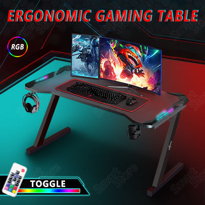 SmartStore โต๊ะ โต๊ะคอมพิเตอร์ โต๊ะเกมมิ่ง Gaming Table โต๊ะคอม โต๊ะคอมพิวเตอร์ RGB โต๊ะเกม โต๊ะทำงาน โต๊ะคอมเกมมิ่ง มีไฟ RGB มีรูปทรงขาZ มีไฟ LEDสวย