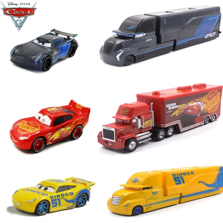 155 Disney Pixar Cars 2 3 Lightning Mcqueen Jackson Storm Mack Uncle Truck Set Diecast Model 9778