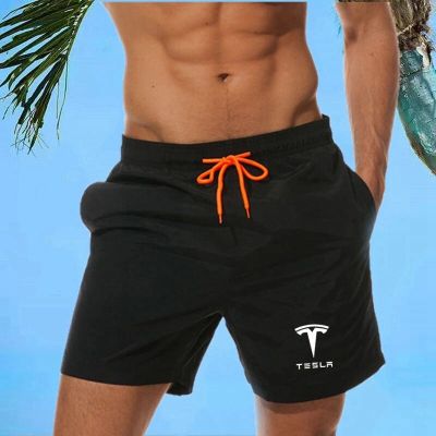 Tesla Print Men Shorts Beach Board Shorts Trunks Beach Board Shorts Swimming Pants Short Pants Male Casual Beach Sweatpants