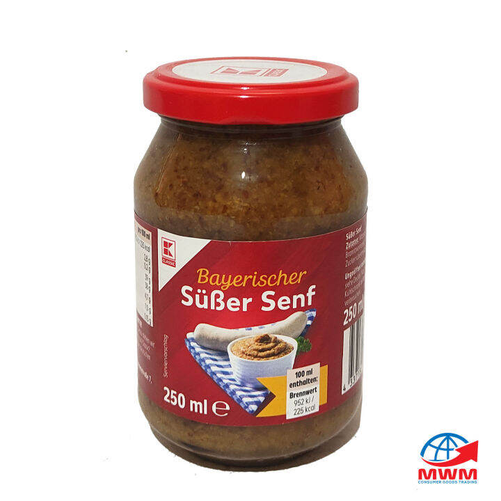 BAVARIAN SWEET MUSTARD IMPORTED K CLASSIC BAYERISCHER SÜßER SENF 250 ML ...