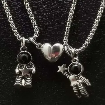 Couples Necklace - Silver Heart Locket Key - Real Locket - Couples Jewelry  - Friendship - Anniversary Gift - Valentine's Day - Set of 2