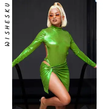 Neon green latex outlet mini skirt