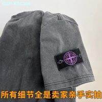 Stone Island Short-Sleeved Washed Old Cotton American T-Shirt Male Embroidery Badge Female Couple With The Same Paragraph T-Shirt Ins Loose