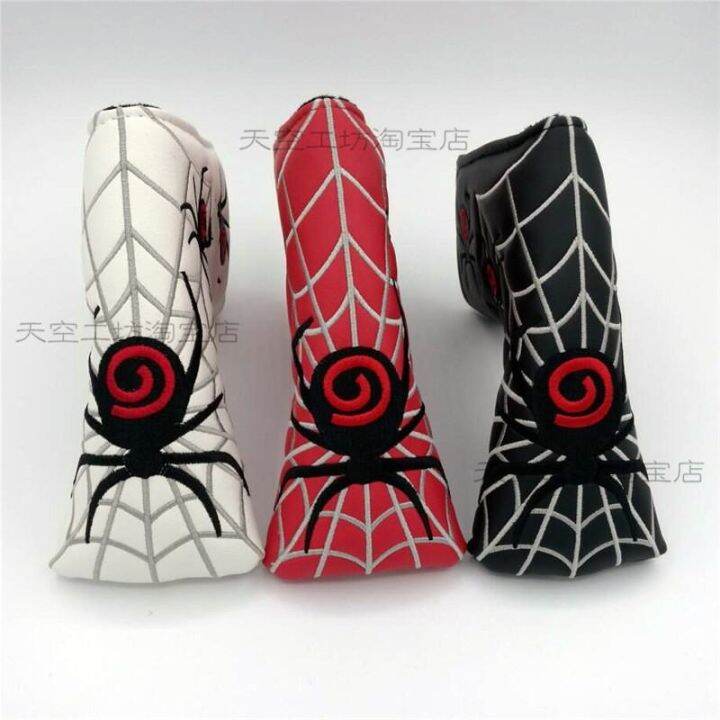 spider-golf-putter-cap-set-golf-male-and-female-ball-head-protective-cover-waterproof-pu-ฝาครอบหัวไม้รูปเดียว