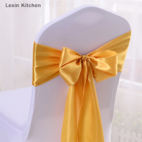 Lexin Kitchen ที่มีสีสันซาตินสายสะพายแต่งงานที่มีคุณภาพสูงเก้าอี้โบว์สำหรับเก้าอี้ครอบคลุมสายสะพาย Birthday PARTY Hotel Show Decoration ขายส่ง