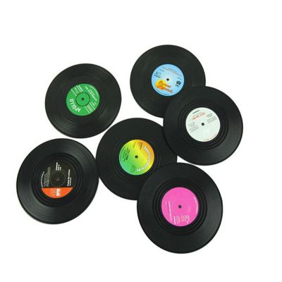 2/4/6 PCS Vinyl Record Table Drink Cup Mat decorative vinyl records Creative Coffee Coaster Heat Resistant Placemats for Table