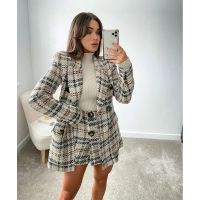 2021 New Women 2 piece set Double-breasted Blazer &amp; Shorts Skort Fashion Elegant Chic Lady Woman suits Two-piece Set Outfits