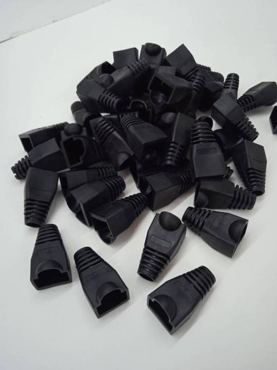 บูธแลนด์-ที่ครอบหัวแลนด์-บูธ-rj45-boots-black-rj45-ขายเป็นถุง-ถุงล่ะ100ตัว-บูธแลนด์-สีฟ้า-เข้าได้ทั้งcat5-6-มีความยึดยุ่นดี